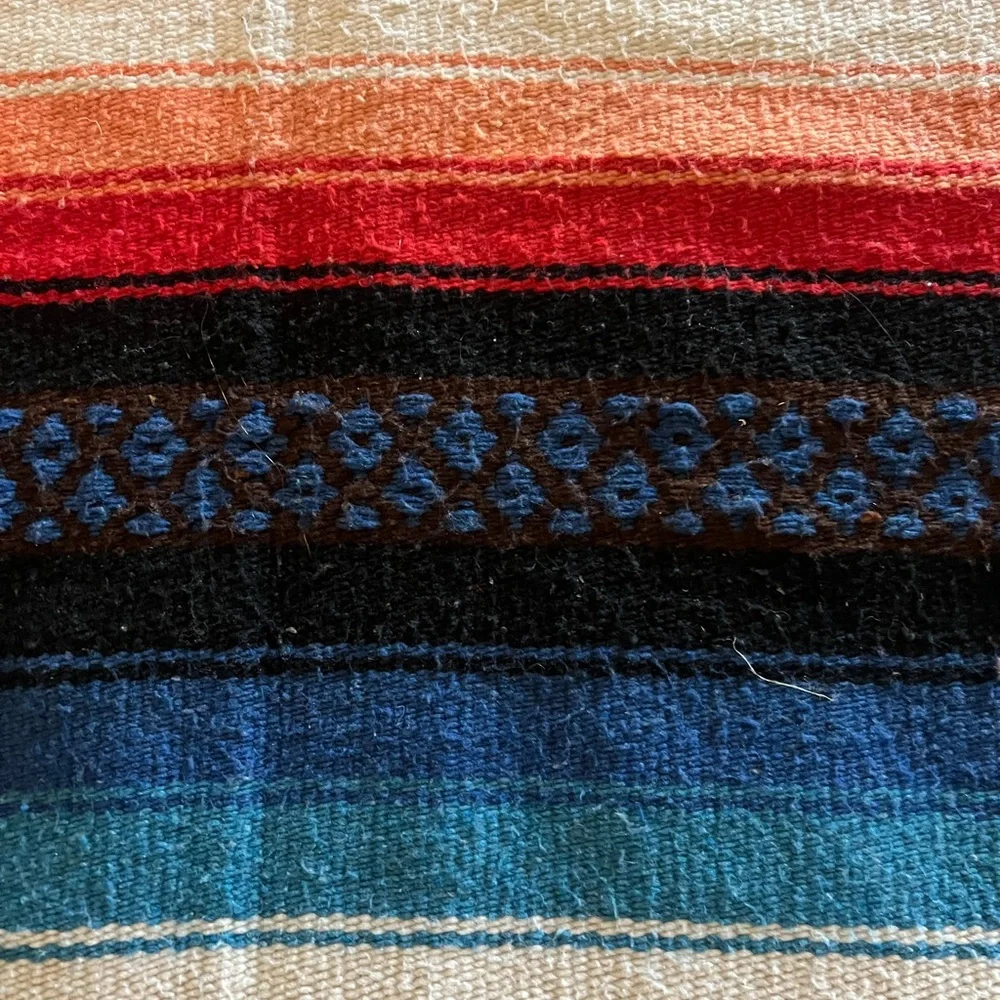 Vintage Wool Mexican Saltillo Serape 54”x85” - Picture 3 of 3